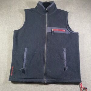Abercrombie & Fitch Mens Fleece Vest Full Zip Up Mock Neck Logo‎ Black M